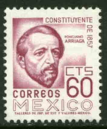 MEXICO 899 60cts 1950 Def 8th Issue Fosforescent glazed MH