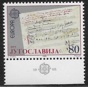 Yugoslavia #1733 80d Europa - Balkanophonia Score, Signature ~ MNH