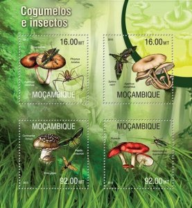 2013 MOZAMBIQUE MNH. MUSHROOMS AND INSECTS |  Scott Code: 2909