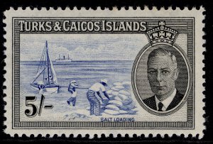 TURKS & CAICOS ISLANDS GVI SG232, 5s blue & black, NH MINT. Cat £27.