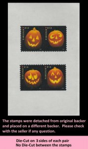 US 5137-5140 Jack-O’-Lanterns forever partial die-cut two horz pair set 2016