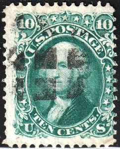 #89 US 10 CENT GREEN WASHINGTON W/GRILL-USED-N/G-FINE-VF