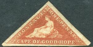 CAPE OF GOOD HOPE-1855-63 1d Brick Red Cream toned paper fine mint example Sg 5