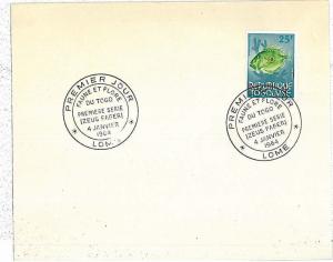 FISH -  STAMPS on FDC COVER - TOGO 1964