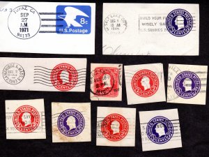 USA, Cut Squares, Lot of 10 used cut squares.  Lot 230811 -36