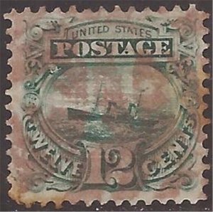 US Stamp - 1869 12c S.S. Adriatic VF U w/G Grill & Brown Cancel Cat Val $430