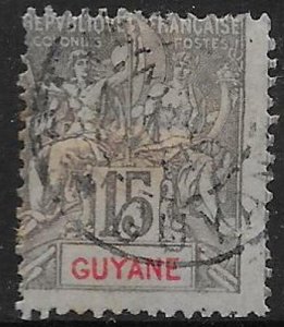 FRENCH GUIANA SG54 1900 15c GREY & RED USED