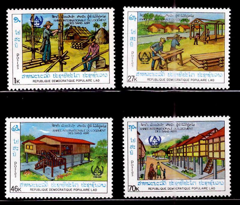 LAOS Scott 856-859 MNH** 1988 Homeless shelter set