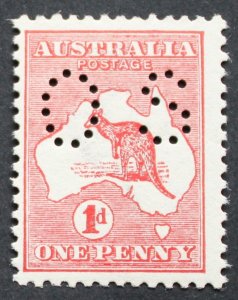 Australia 1914 One Penny Die IIA Kangaroo Official SG O17e mint