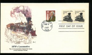 US 2226 Transportation Issue 2c Locomotive 1870's UA Fleetwood cachet FDC