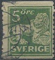 Sweden 116 (used) 5ö lion, green (1920)