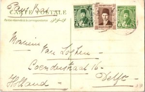 Egypt 3m King Farouk and 4m King Fuad on 6m King Fuad Postal Card c1938 to De...