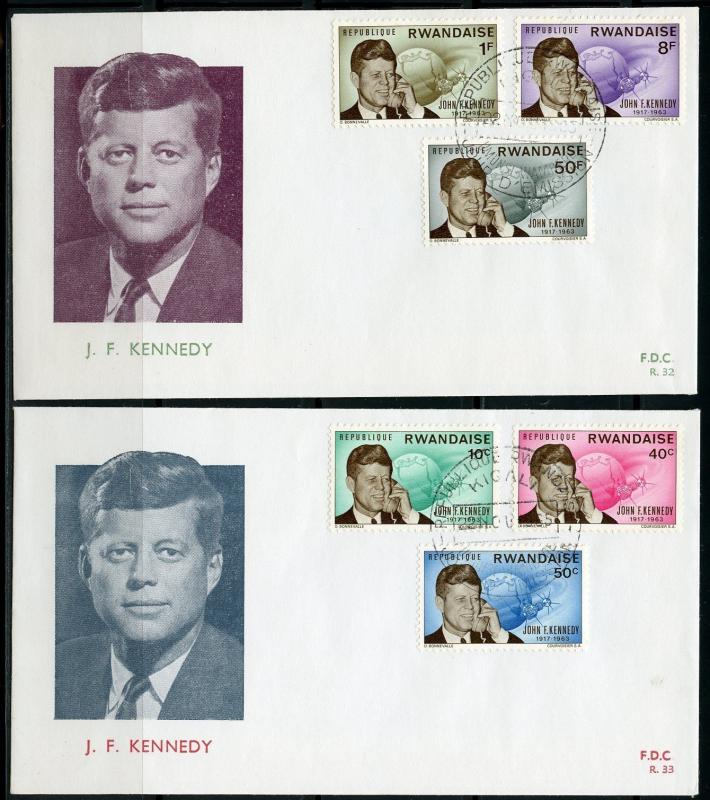 RWANDA  1965  JOHN F. KENNEDY MEMORIAL  SET FIRST DAY COVERS