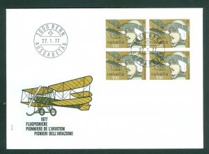 Switzerland. Flight Cover 1977. 4-Block. Aviation Pioneer A. Dufaux. Sc# 622.