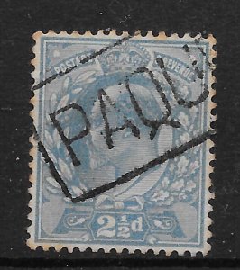 GB KEVII SG284 2½d Dull Blue, HARRISON PERF 15x14, With part PAQUEBOT Cancel.