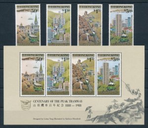 [114038] Hong Kong 1988 Railway trains Eisenbahn Peak Tramway with Sheet MNH