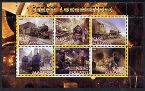 MALAWI - 2008 - Steam Locos #1 - Perf 6v Sheet - MNH - Private Issue