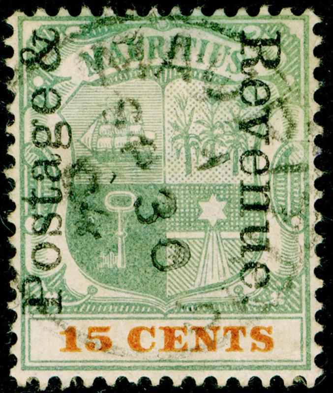 MAURITIUS SG159, 15c green & orange, FINE USED.