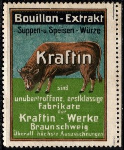 Vintage Germany Poster Stamp Kraftin Bouillon The Force Extract Soup Seasoning