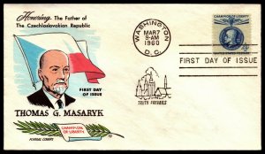 Scott 1147 4 Cents Masaryk Fluegel FDC Unaddressed Planty 1147-11