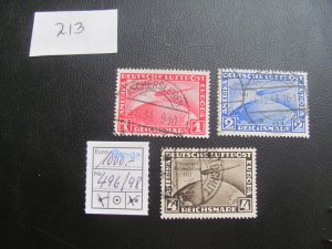 GERMANY 1933 USED SIGNED SCHLEGEL SC C43-45 ZEPPELEN SET  VF/XF 1000 EUROS (213)