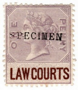 (I.B) QV Revenue : Law Courts (Scotland) 1d (1873) specimen (inv wmk) 