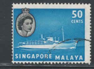 Singapore 1955 Queen Elizabeth II & Liner (M.S. Chusan) 50c Scott # 39 Used