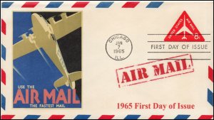 AO-UC37, 1965, Air Mail,  Add-on Cover, Chicago IL, First Day Cover, SC UC37