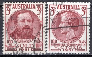 Australia; 1951: Sc. # 244-245: Used Cpl. Set