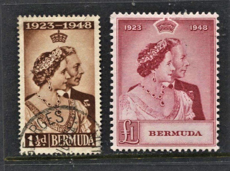 STAMP STATION PERTH Bermuda #133-134 Silver Wedding MLH/FU CV$48.00