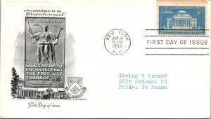 FDC 1954 SC #1029 Artmaster Cachet - New York NY - Single - J358