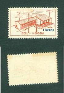 Norway. 1970is Poster Stamp MNH. Sol-Hogda. 1 Krone. House,Trees.