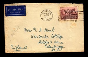 Australia 1937 Airmail Cover to UK (I) - L13951