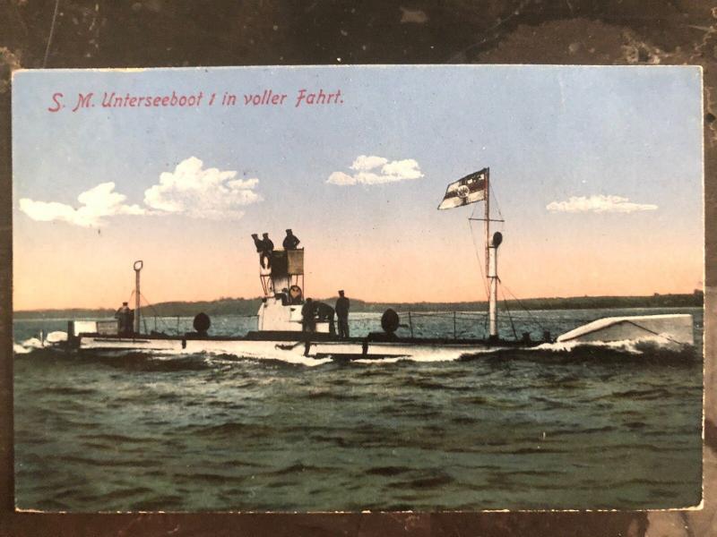 1915 Borkum Germany Feldpost Postcard Cover To Augsburg U Boat 1 Full Ride WWI