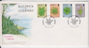 Guernsey 1975 Ferns set of 4, on FDC