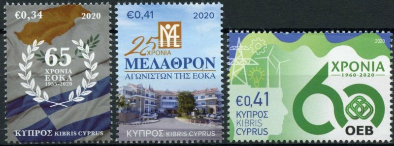 Cyprus Stamps 2020 MNH Anniversaries & Events EOKA Melathron Agoniston 3v Set