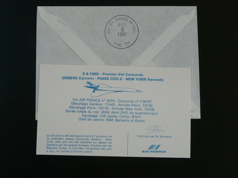 Concorde first flight cover Geneve New York Switzerland 1982