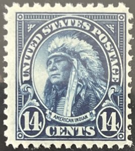 Scott #565 1923 14¢ American Indian flat plate perf. 11 MNH OG