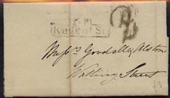 Great Britain 1828 pre stamp entire with boxed Regent St