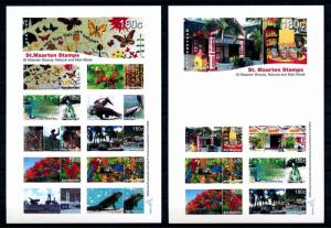 [SM280] St. Martin Maarten 2015 2 Self Adh. Sheets Birds Iguana Flowers MNH