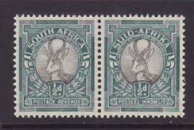 South Africa-Sc#45- id9-unused og NH 1/2p Springbok pair-1945-