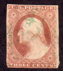 MALACK 11A F/VF, true GREEN cancel, faint bend, A RA..MORE.. w5315