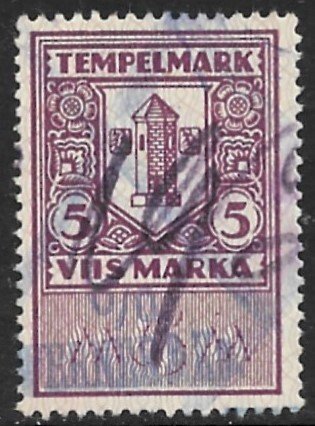 ESTONIA REVENUES 1924 5m Purple General Duty Issue BFT. 267 VFU