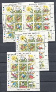 Guernsey 1989 Monkeys + Christmas MNH Sheets (5 Items) KRA1497