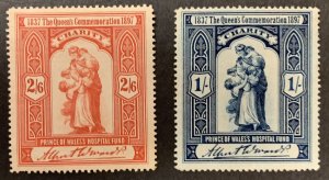 Great Britain, 1897, Prince of Wales Hospital Fund, 1sh. and 2s 6p Poster Stamps