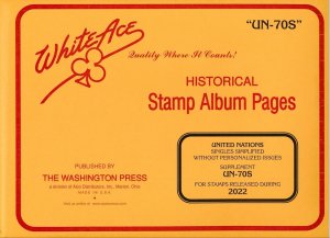 WHITE ACE 2022 United Nations Singles SIMPLIFIED Stamp Album Supplement UN-70S