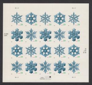 US #4101-04   Snowflakes   Full sheet of 20  MNH