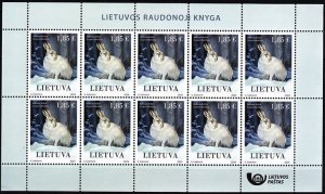 LITHUANIA 2024-02 FAUNA Animals Mammals Rodents: White Hare. MINI-SHEET, MNH