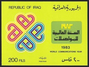 Iraq 1117, MNH. Michel Bl.37. World Communication Year, 1983. Emblem.