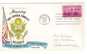 US 1067 (Me-8) 3c Armed Forces Reserve FDC Fluegel Multi-Color Cachet ECV $18.50